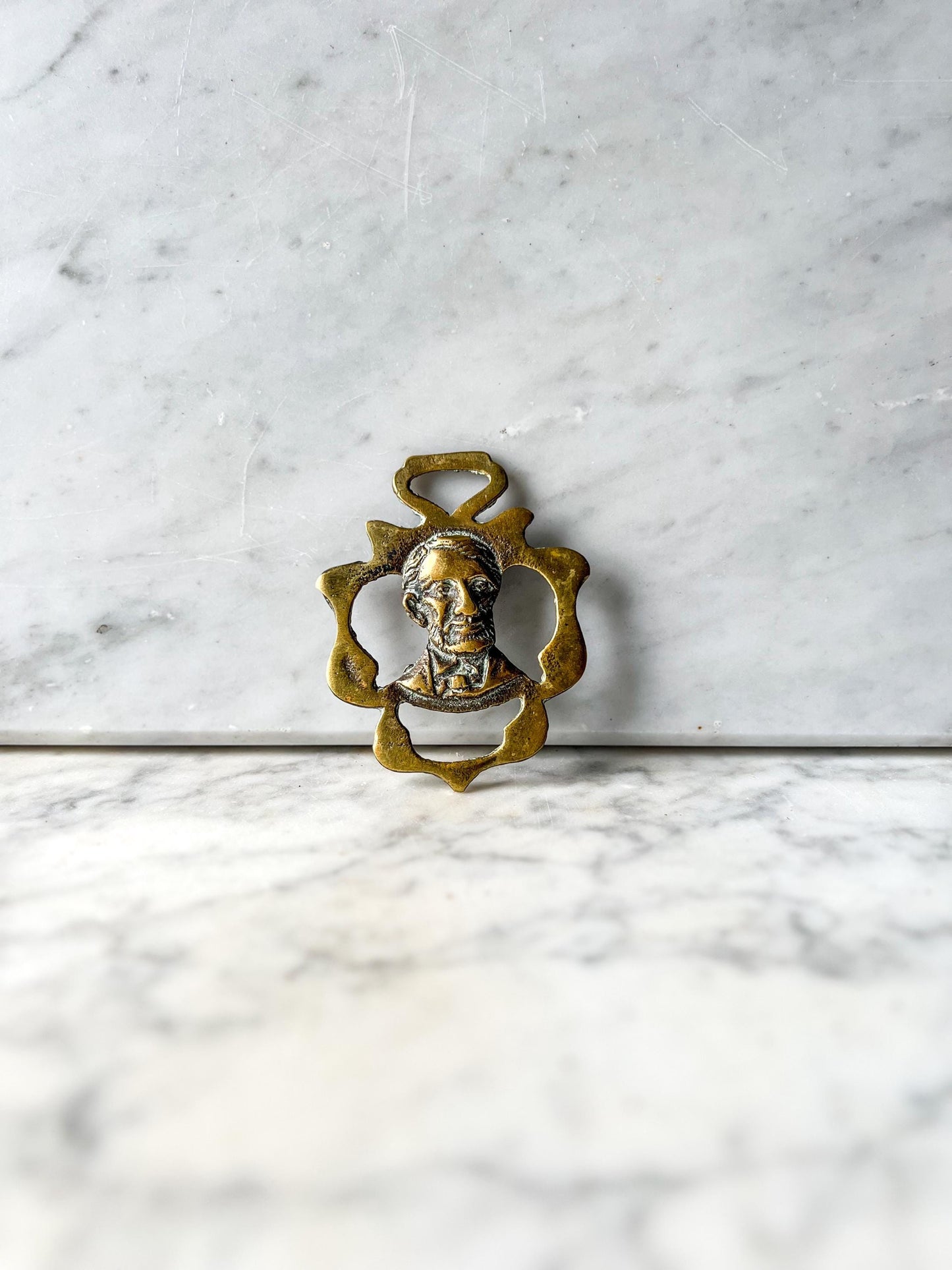 Antique Horse Brass President Abraham Lincoln