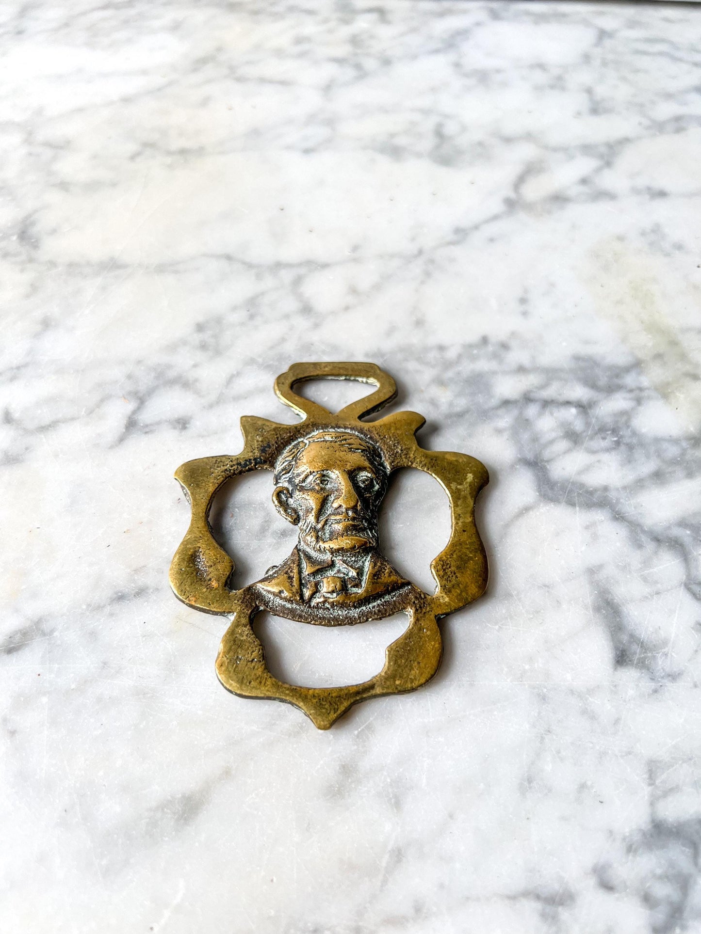 Antique Horse Brass President Abraham Lincoln