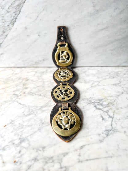 Vintage Mounted English Horse Brass on Leather Strap