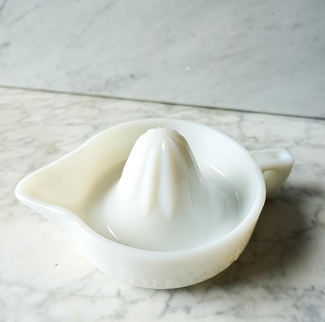 Vintage Sunkist White MilkGlass Citrus Juicer - Made in USA