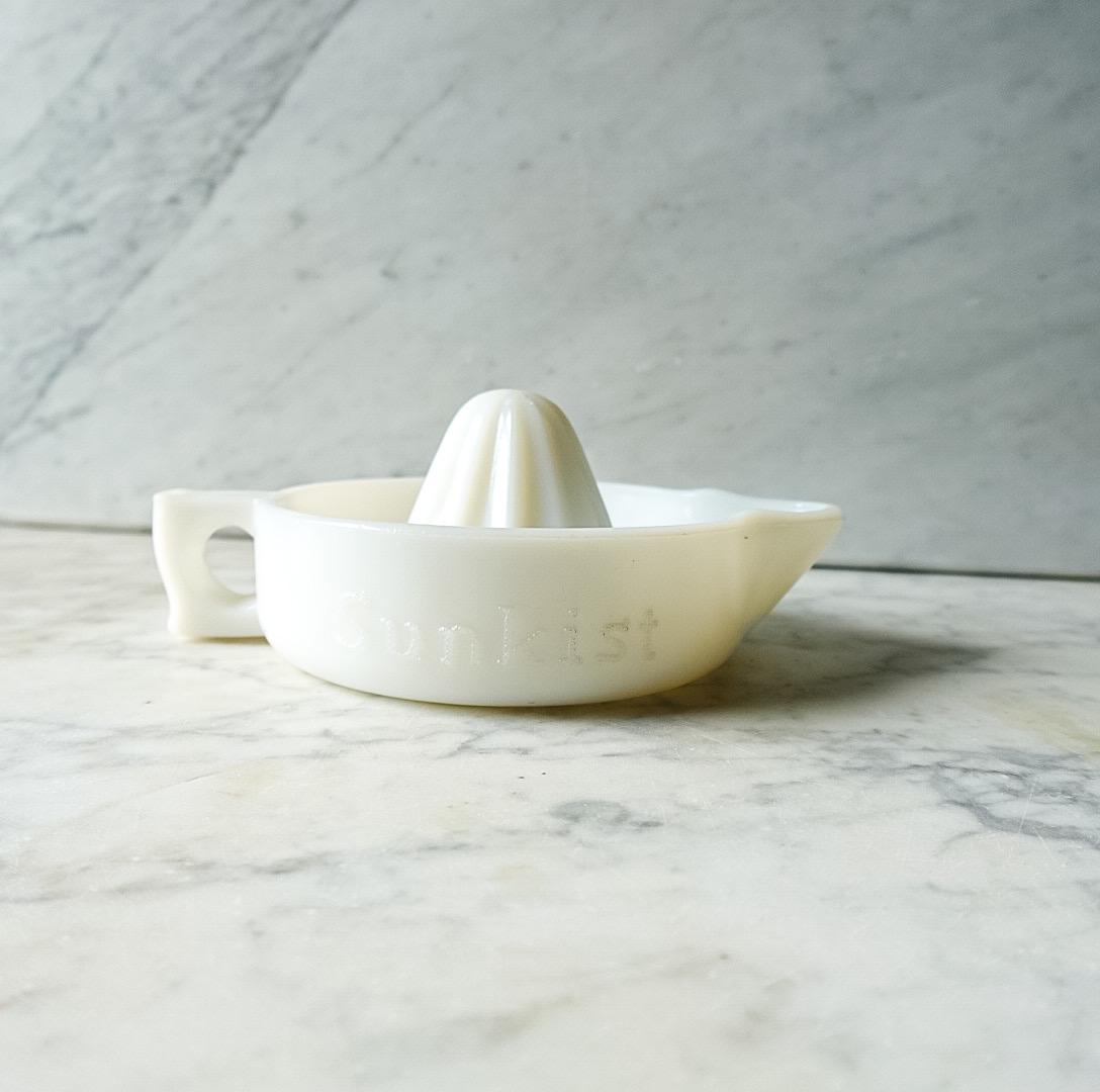 Vintage Sunkist White MilkGlass Citrus Juicer - Made in USA