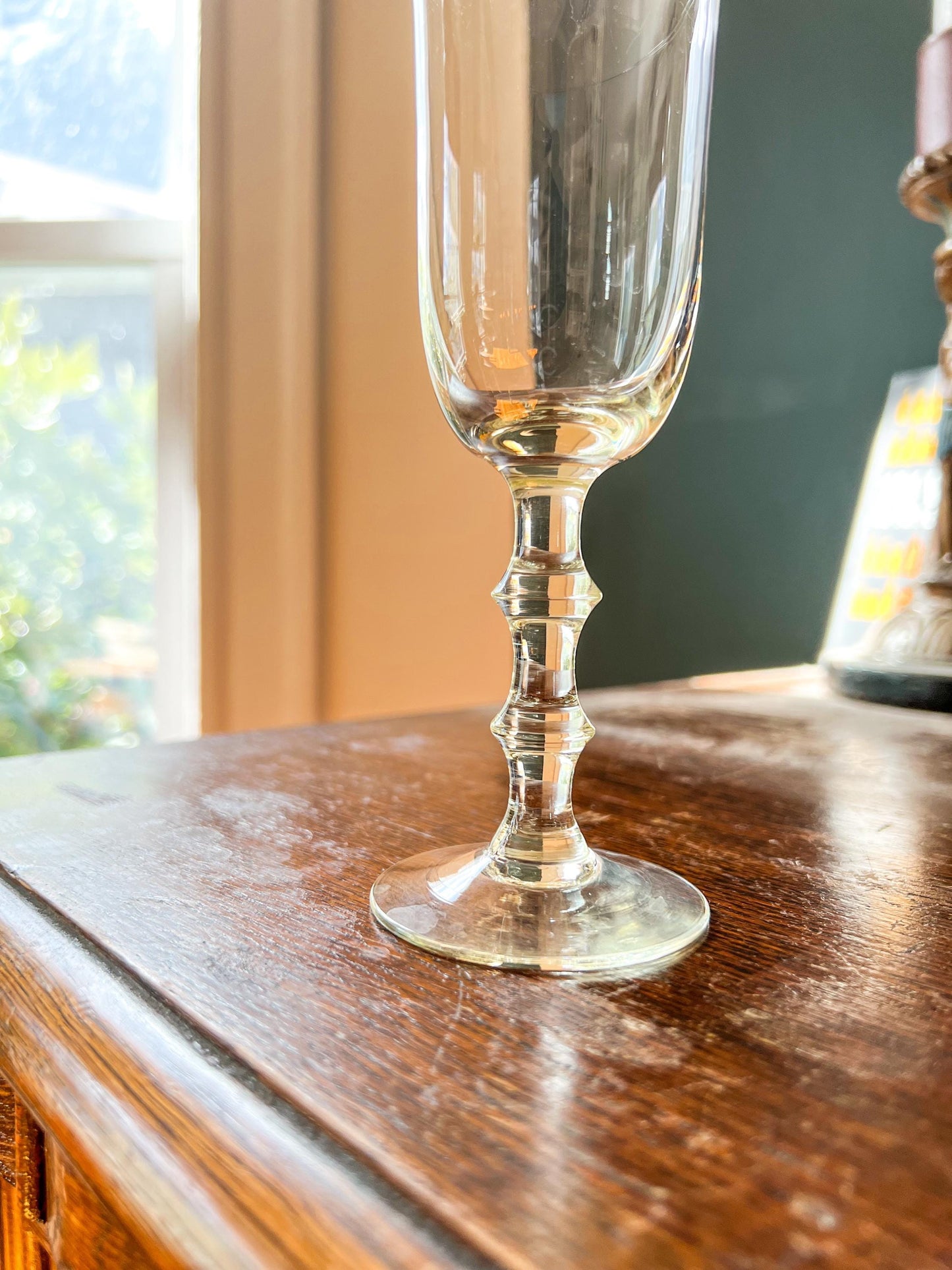 Simon Gate for Orrefors, Sweden Two "Salut" Champagne Glasses in Yellow glass, Holiday Stemware