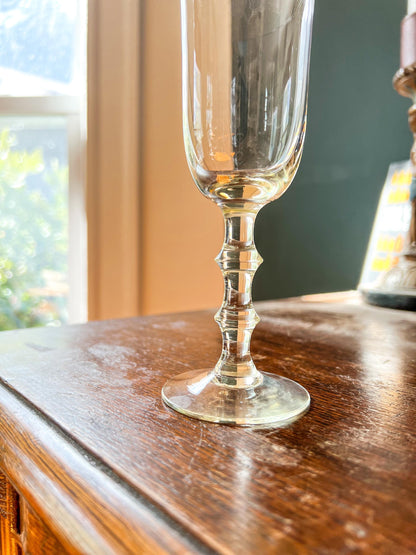 Simon Gate for Orrefors, Sweden Two "Salut" Champagne Glasses in Yellow glass, Holiday Stemware