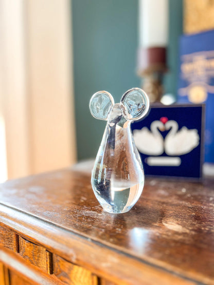 Vintage Orrefors Crystal Mouse Paperweight - Mid-Century Desk Decor