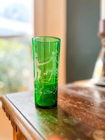 Vintage Anchor Hocking Highball Glasses: Forest Green Mid-Century Barware