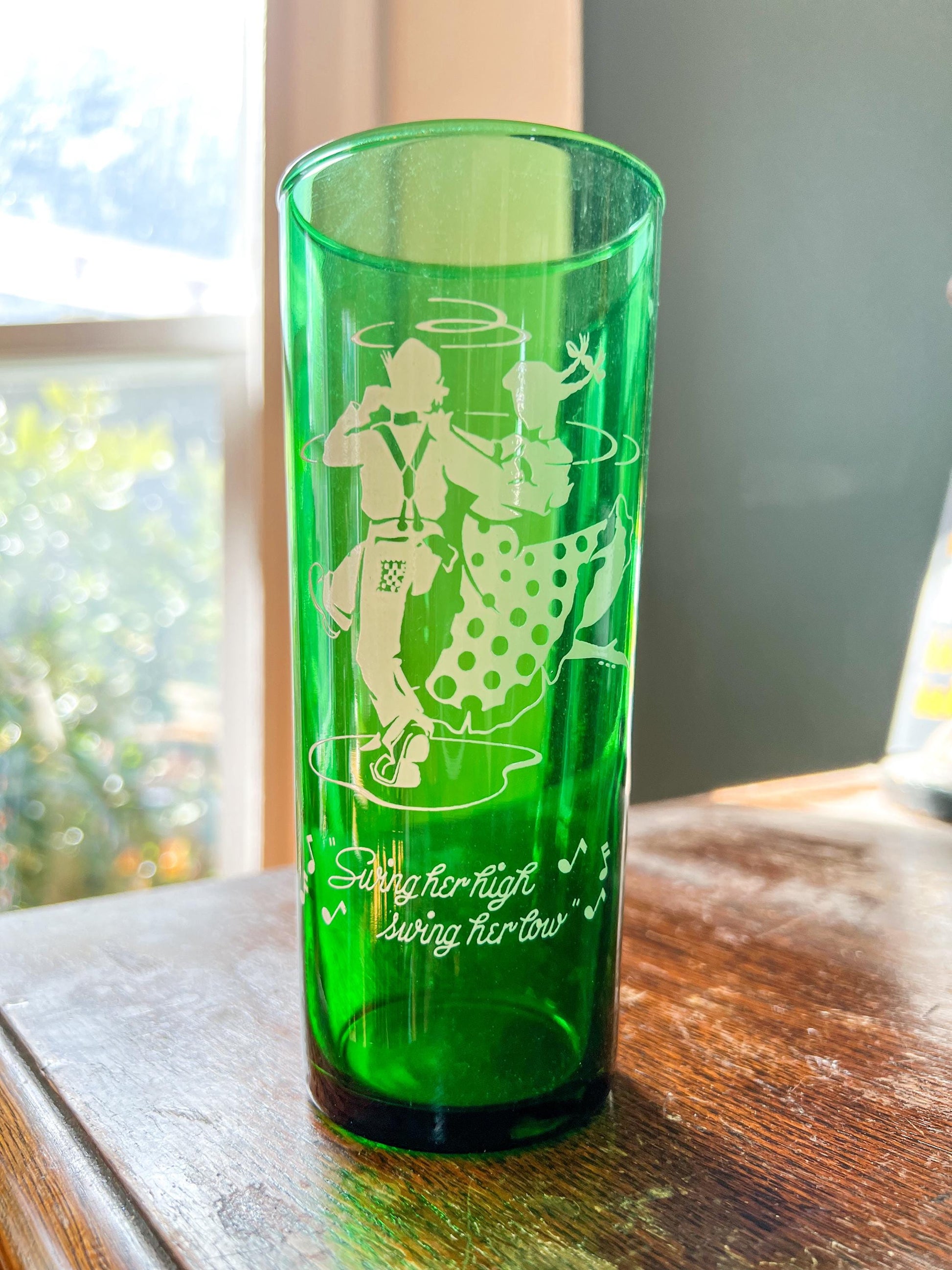Vintage Anchor Hocking Highball Glasses: Forest Green Mid-Century Barware