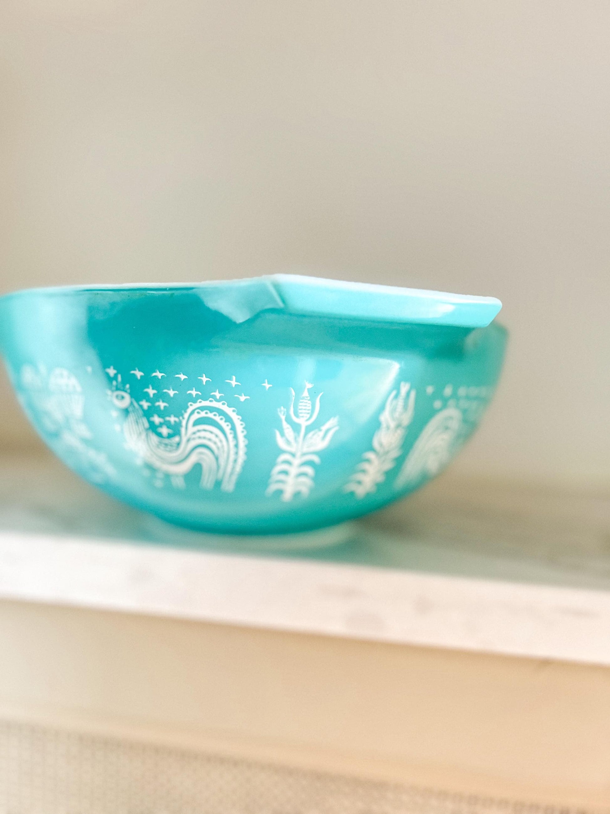 Pyrex Amish Butterprint Turquoise Cinderella Mixing Bowl 4 Quart #444