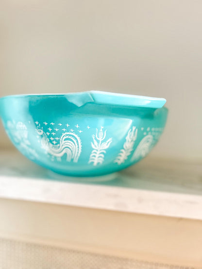 Pyrex Amish Butterprint Turquoise Cinderella Mixing Bowl 4 Quart #444