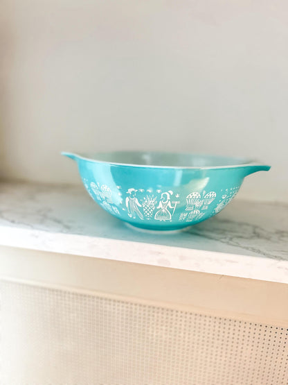 Pyrex Amish Butterprint Turquoise Cinderella Mixing Bowl 4 Quart #444