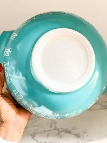 Pyrex Amish Butterprint Turquoise Cinderella Mixing Bowl 4 Quart #444