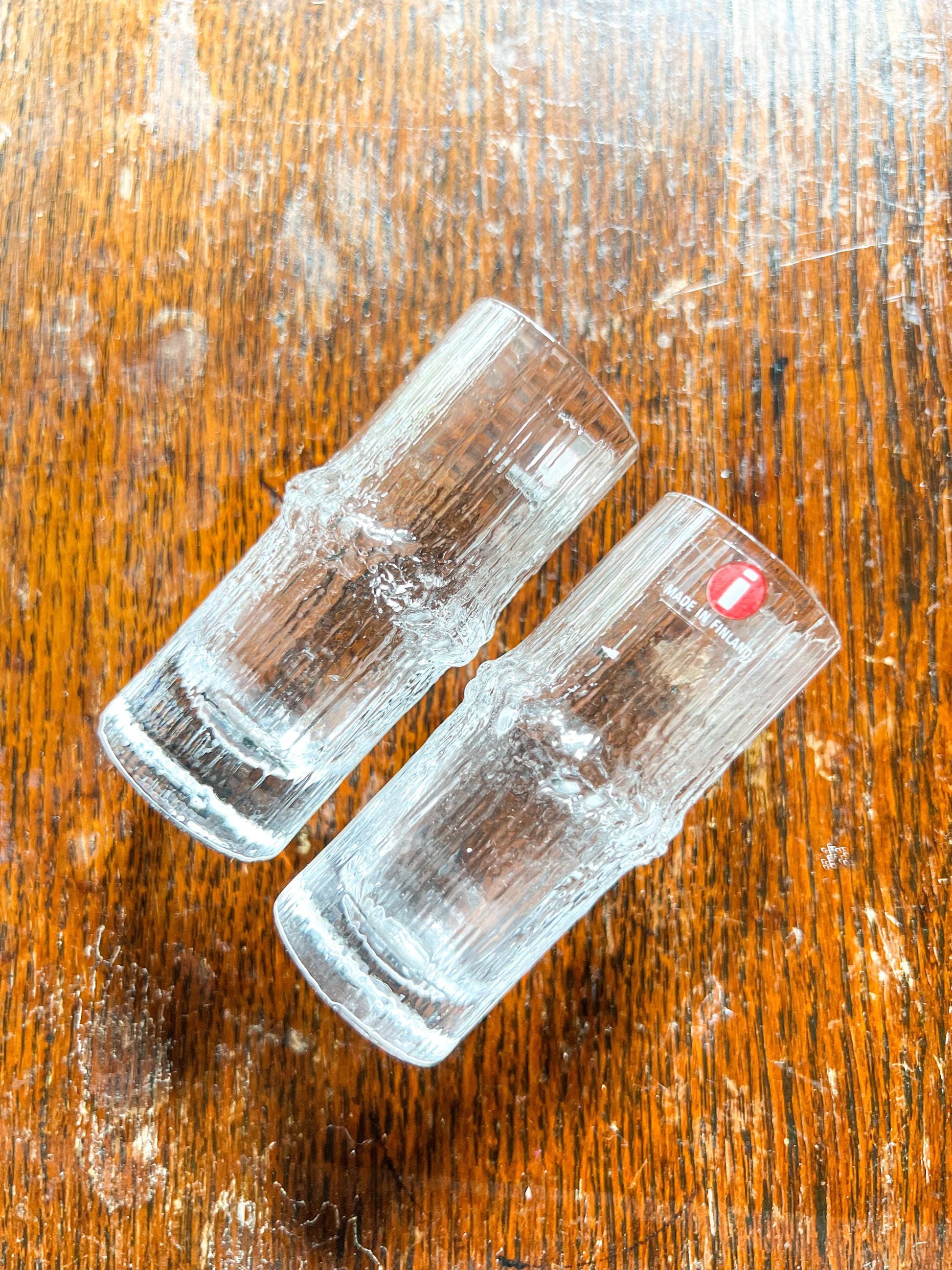 Pair of Vintage Iittala Niva Glasses – Tapio Wirkkala Design, Made in Finland, Original Stickers