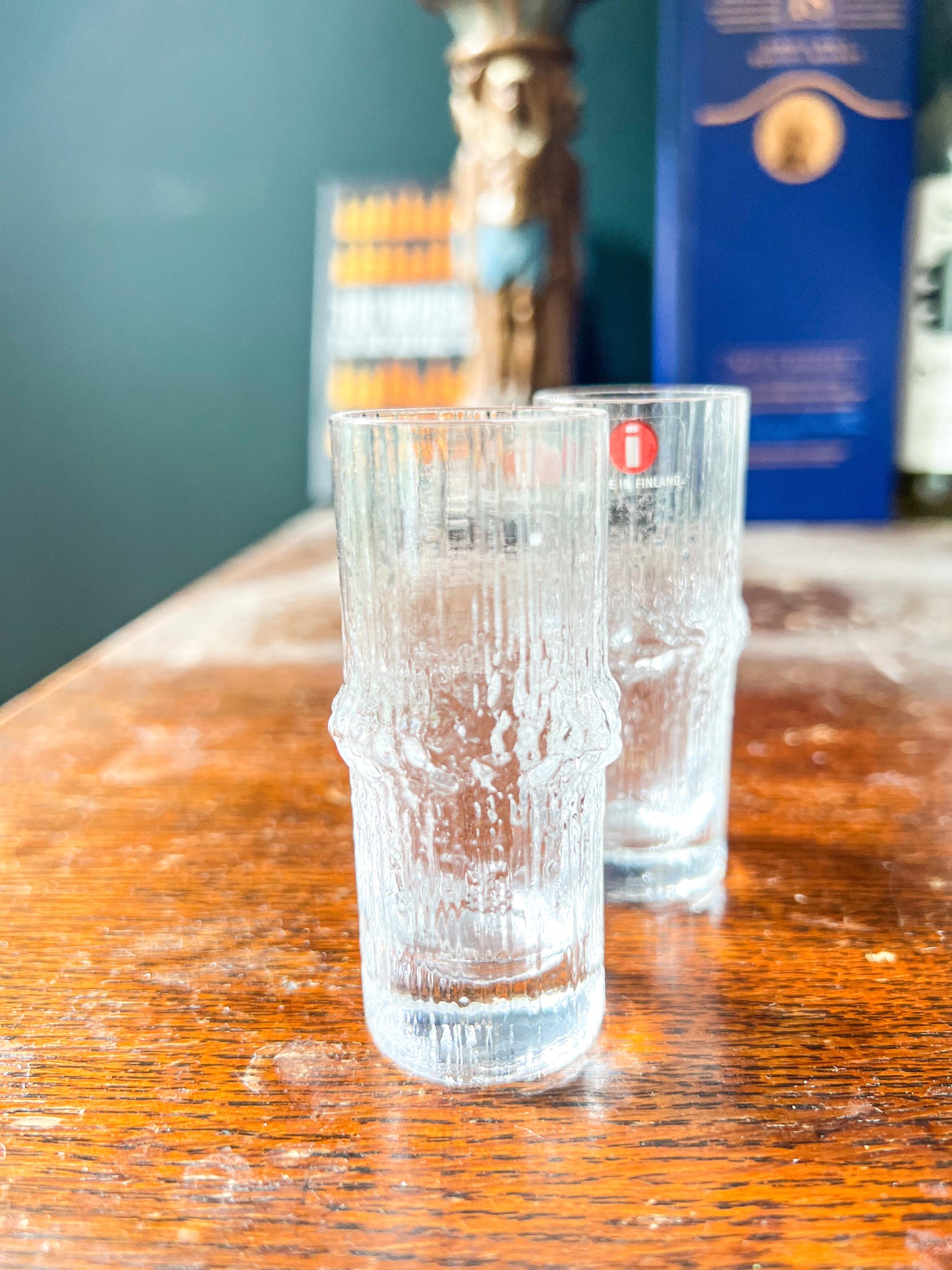 Pair of Vintage Iittala Niva Glasses – Tapio Wirkkala Design, Made in Finland, Original Stickers