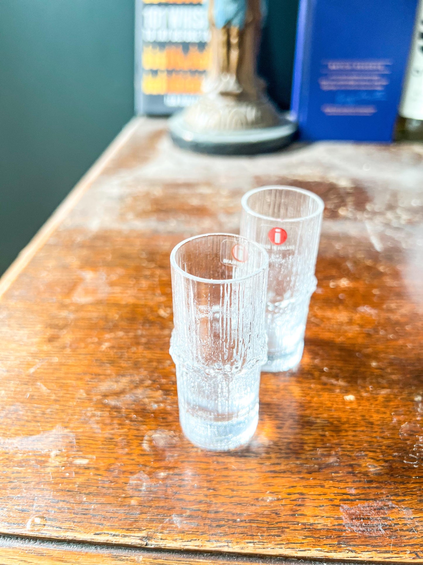 Pair of Vintage Iittala Niva Glasses – Tapio Wirkkala Design, Made in Finland, Original Stickers