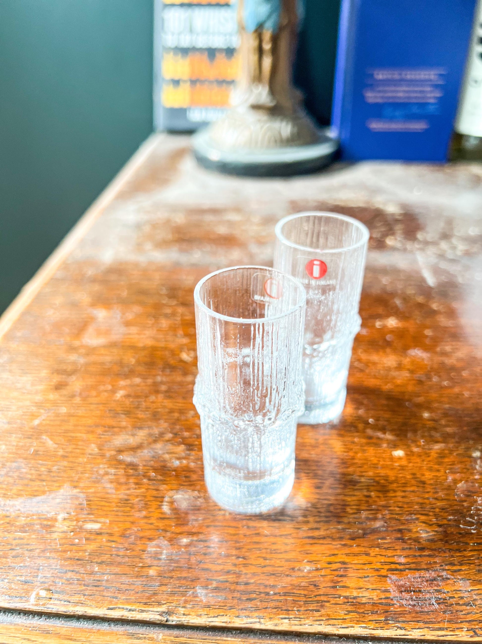 Pair of Vintage Iittala Niva Glasses – Tapio Wirkkala Design, Made in Finland, Original Stickers