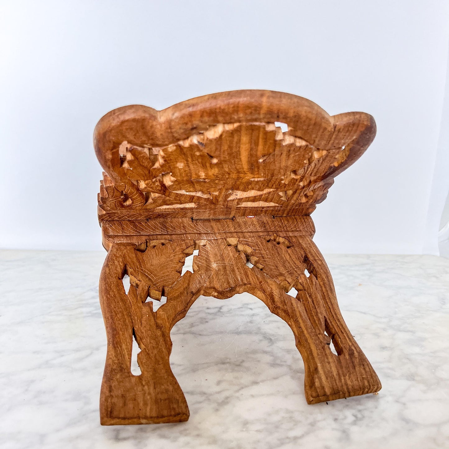 Vintage Folding Wooden Cook Book Stand – Carved Tabletop Display