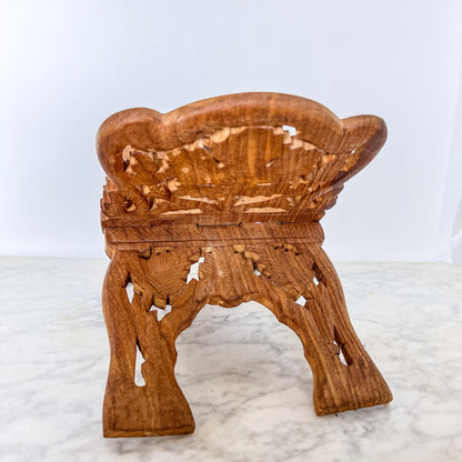 Vintage Folding Wooden Cook Book Stand – Carved Tabletop Display