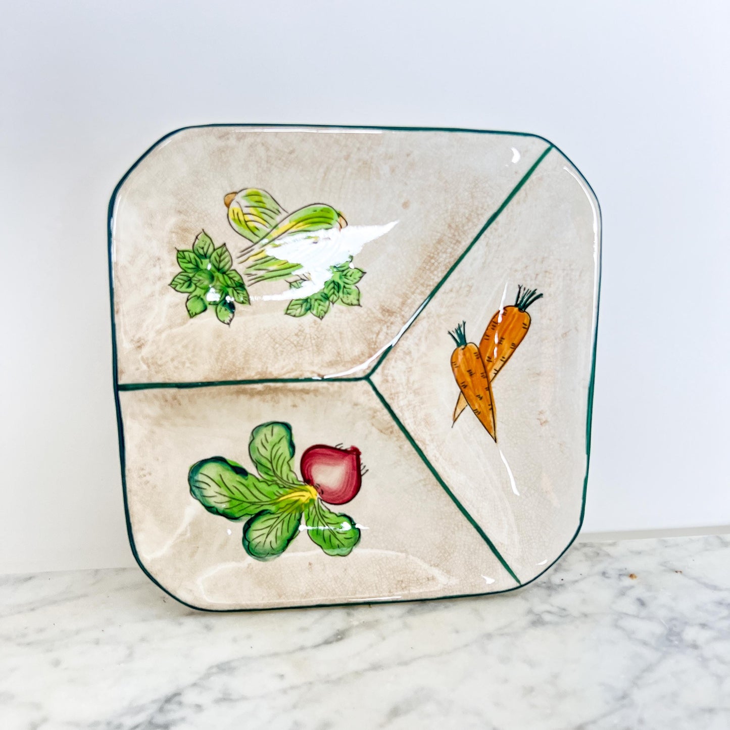 Ironstone Divided Vegetable Dish - Made in Japan
