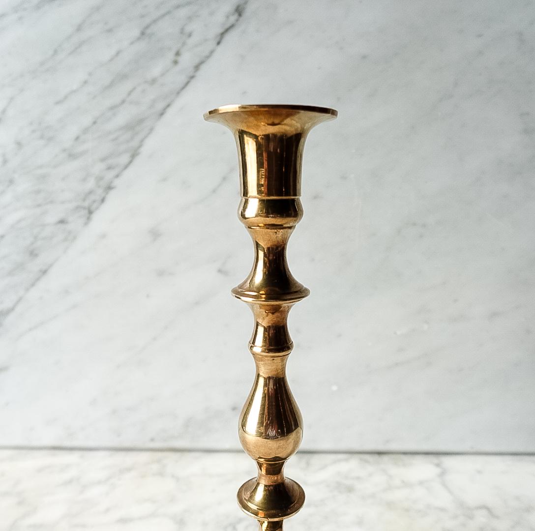 Vintage Brass Candlesticks – Tall Taper Holders with Square Base (Pair)