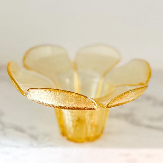 Vintage Viking Yellow Petal Glass Vase - Mid Century Modern