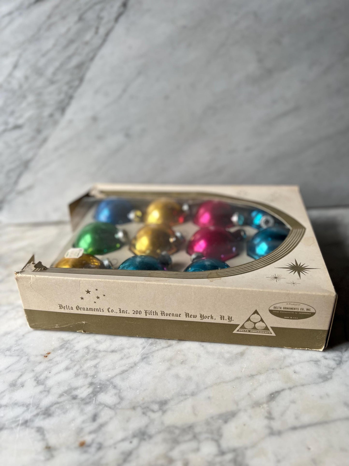 15 Assorted Glass Christmas Ornaments by Delta Ornaments NYC