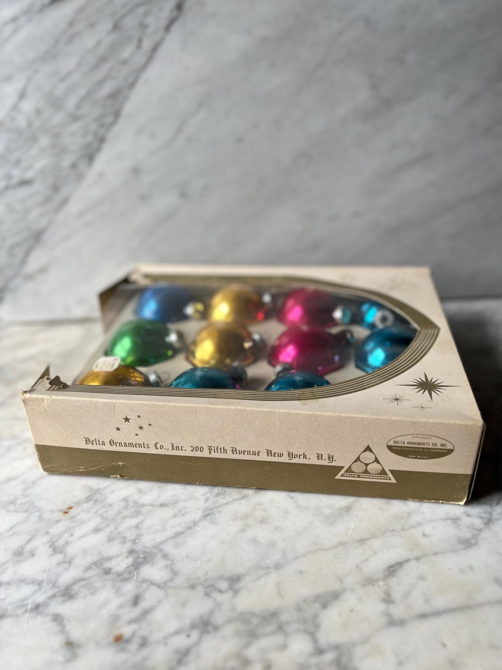 15 Assorted Glass Christmas Ornaments by Delta Ornaments NYC