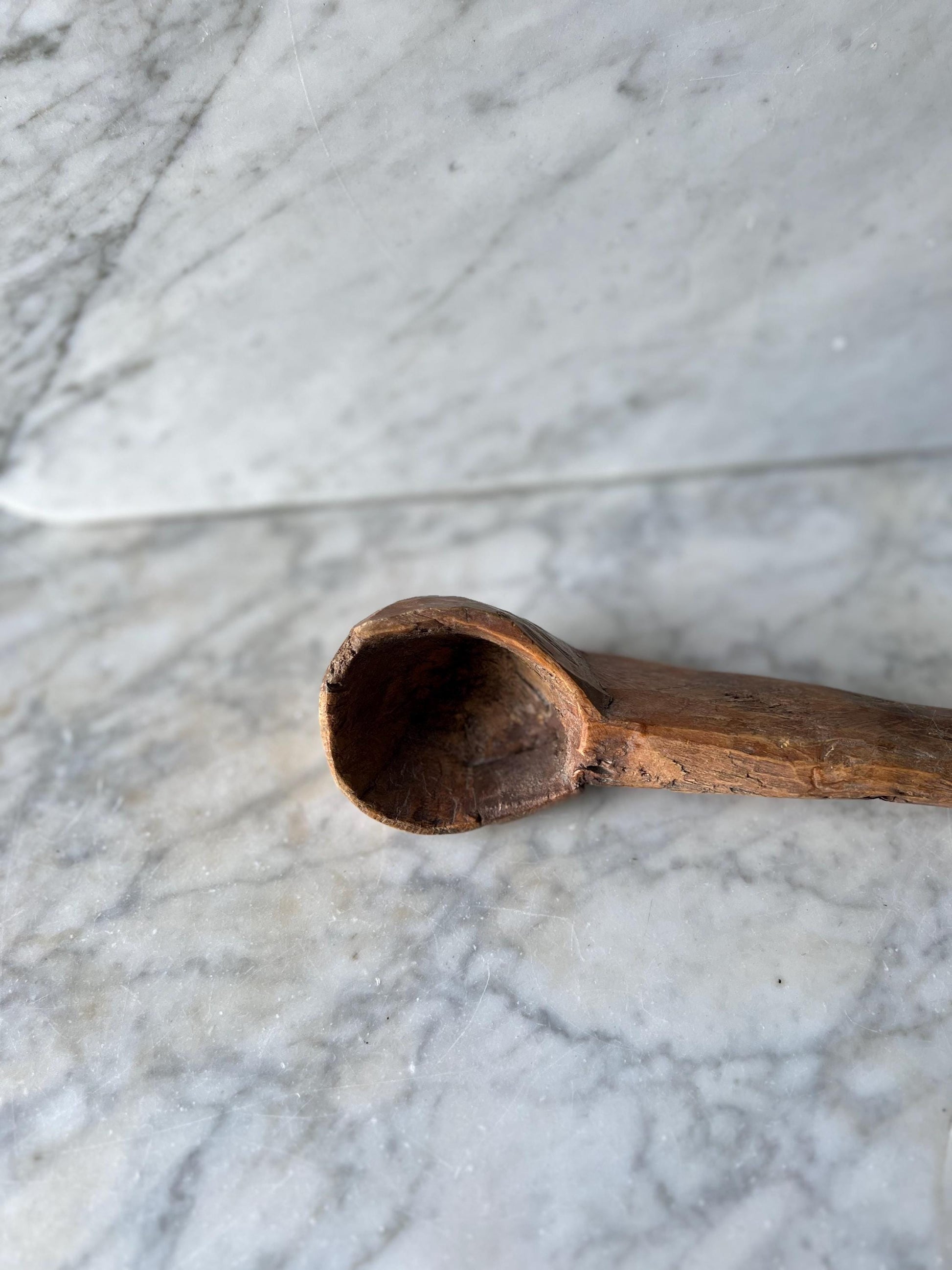 Vintage Hand-Carved Wooden Scoop • Rustic Primitive Kitchen Utensil • Old Wood Ladle • Farmhouse Kitchenalia • Folk Art Spoon