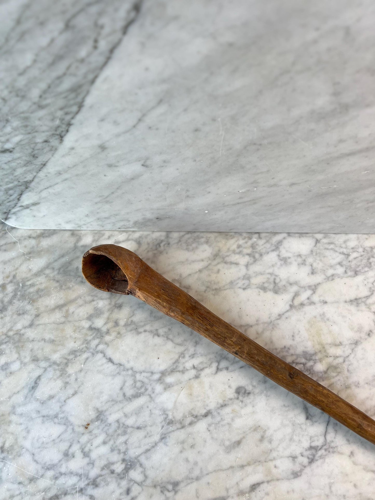 Vintage Hand-Carved Wooden Scoop • Rustic Primitive Kitchen Utensil • Old Wood Ladle • Farmhouse Kitchenalia • Folk Art Spoon