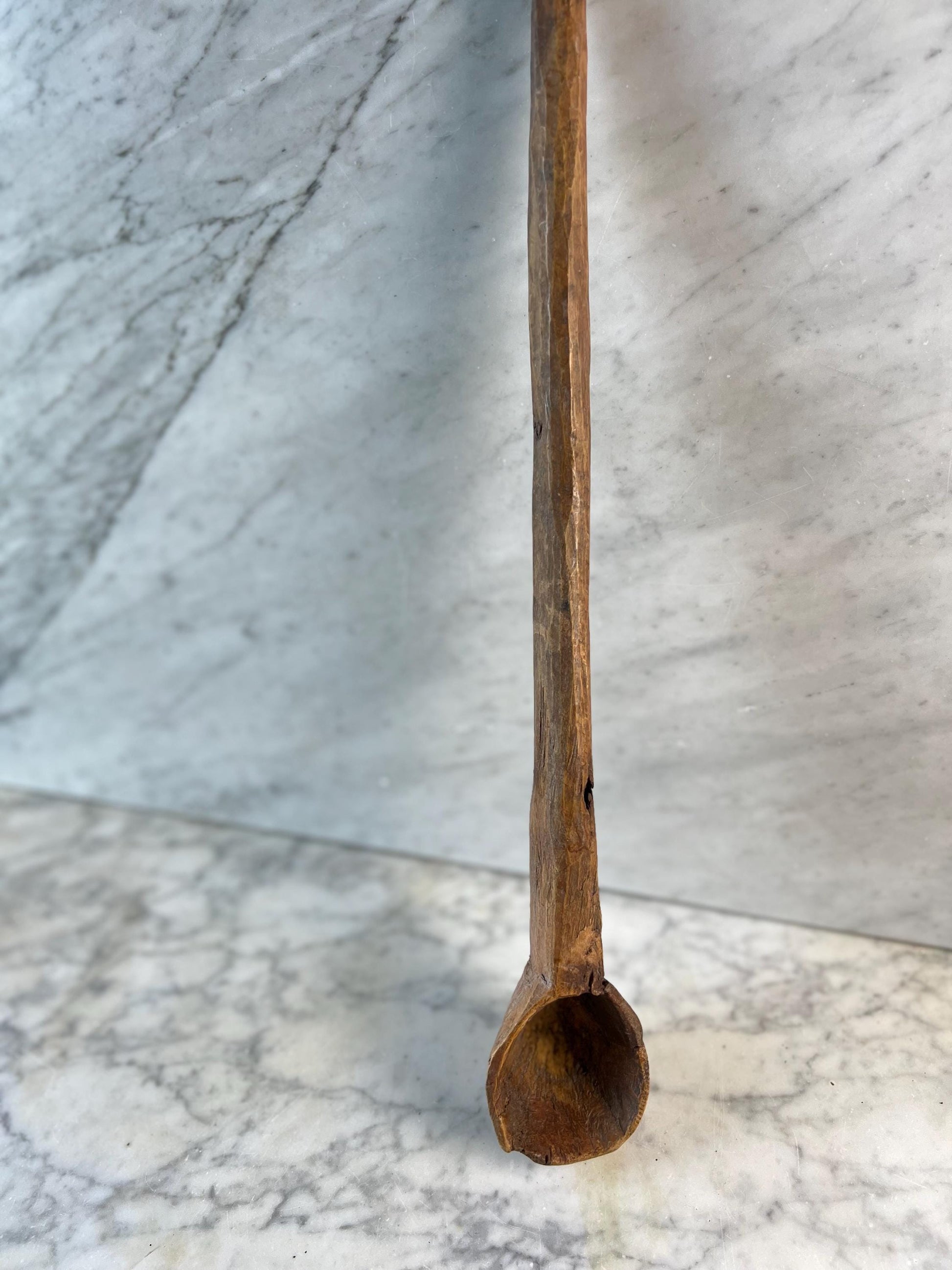 Vintage Hand-Carved Wooden Scoop • Rustic Primitive Kitchen Utensil • Old Wood Ladle • Farmhouse Kitchenalia • Folk Art Spoon