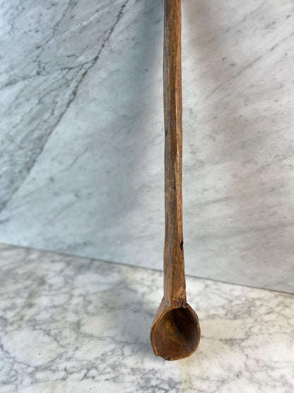 Vintage Hand-Carved Wooden Scoop • Rustic Primitive Kitchen Utensil • Old Wood Ladle • Farmhouse Kitchenalia • Folk Art Spoon