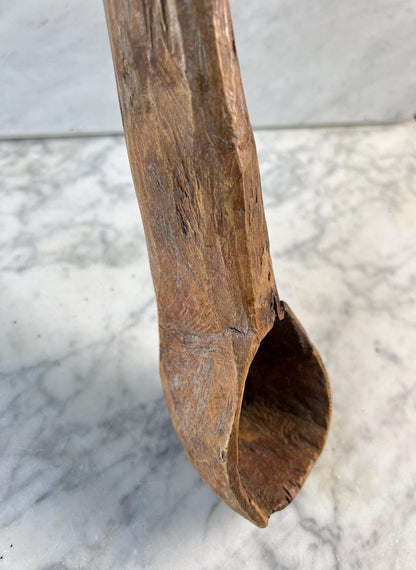 Vintage Hand-Carved Wooden Scoop • Rustic Primitive Kitchen Utensil • Old Wood Ladle • Farmhouse Kitchenalia • Folk Art Spoon
