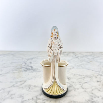 Vintage Madonna & Child Planter – Tall Ceramic Religious Vase