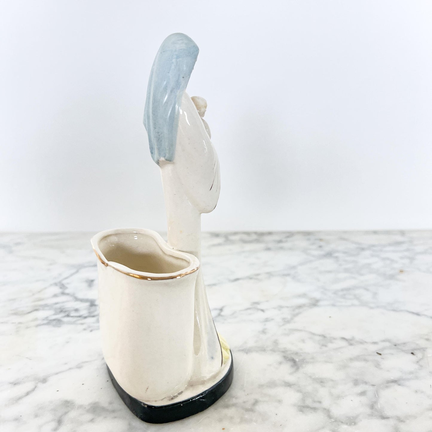 Vintage Madonna & Child Planter – Tall Ceramic Religious Vase
