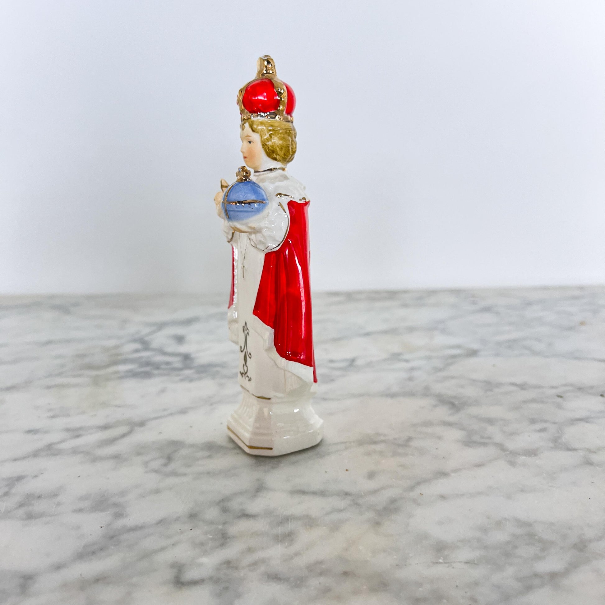 Vintage Infant of Prague Statue – Red Robe Catholic Figurine