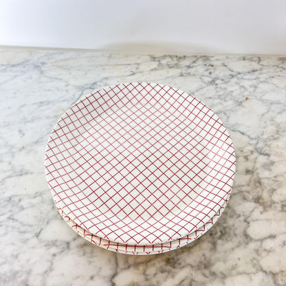 Grindley of Stoke “Geometry” Red & White Plates – Set of Four, Made in England