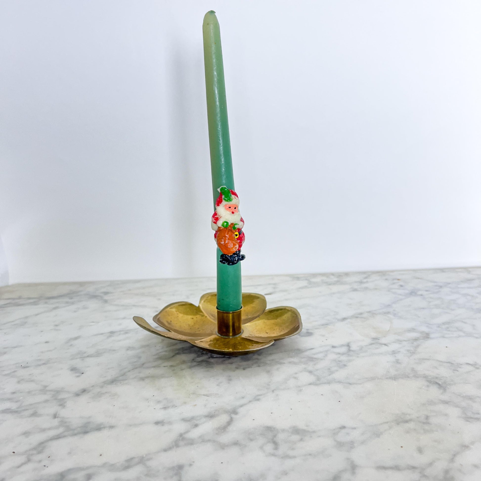 Vintage Swedish Brass Candleholders – Flower Petal Chamber Stick Pair