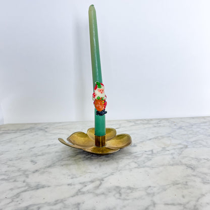 Vintage Swedish Brass Candleholders – Flower Petal Chamber Stick Pair