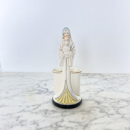 Vintage Madonna & Child Planter – Tall Ceramic Religious Vase