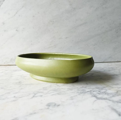 Floraline Vintage Planter, McCoy Pottery Green Shallow Vase, Vintage Flicker
