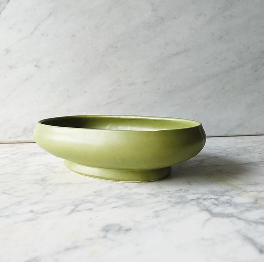 Floraline Vintage Planter, McCoy Pottery Green Shallow Vase, Vintage Flicker