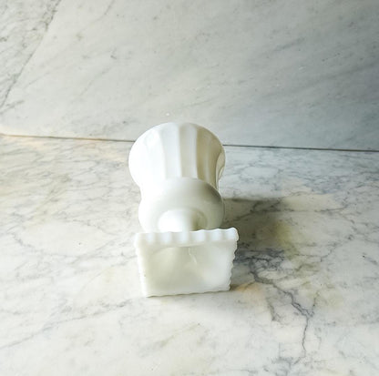 Vintage Milk Glass Planter – Pedestal Vase with Scalloped Rim
