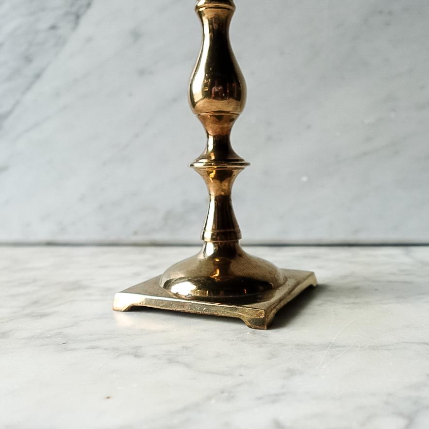 Vintage Brass Candlesticks – Tall Taper Holders with Square Base (Pair)