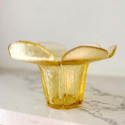 Vintage Viking Yellow Petal Glass Vase - Mid Century Modern