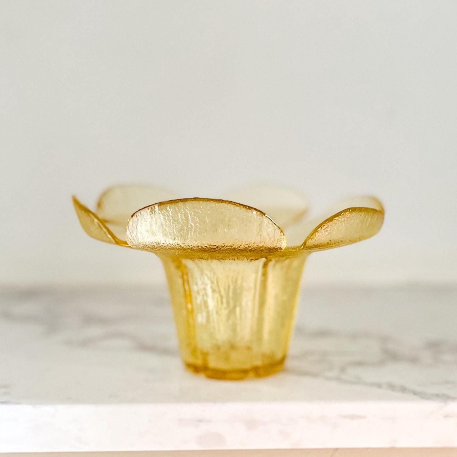 Vintage Viking Yellow Petal Glass Vase - Mid Century Modern