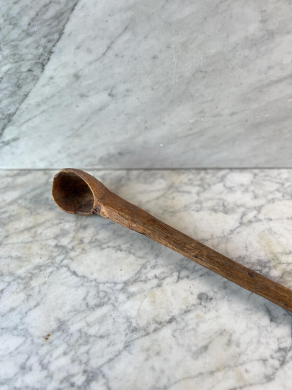 Vintage Hand-Carved Wooden Scoop • Rustic Primitive Kitchen Utensil • Old Wood Ladle • Farmhouse Kitchenalia • Folk Art Spoon