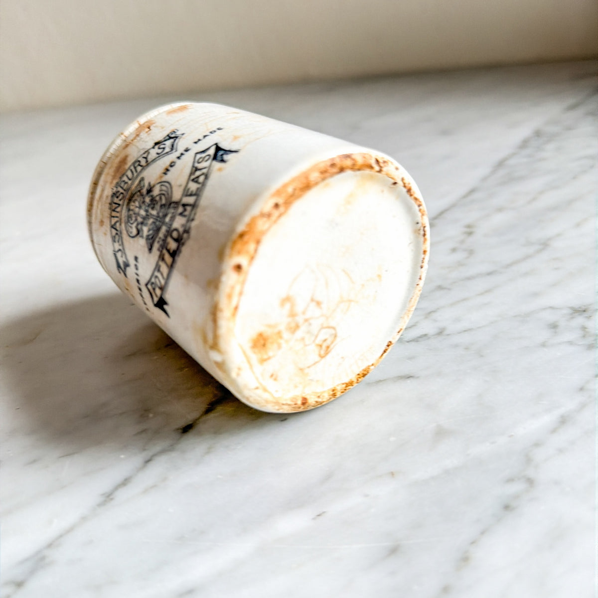 Base of vintage J. Sainsbury's potted meats ceramic pot