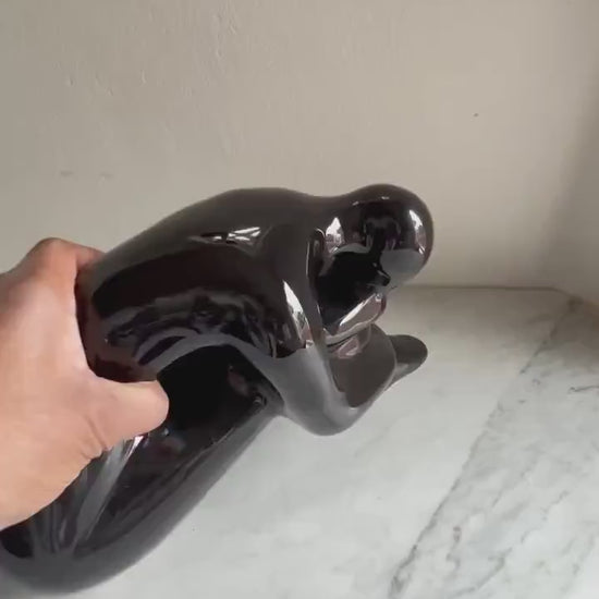 Vintage Pondering Woman, Mid Century Modern, Royal Haeger Black Ceramic Sculpture