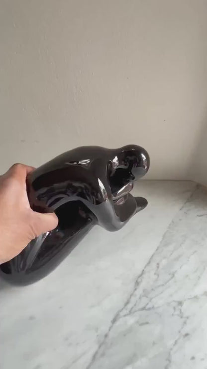 Vintage Pondering Woman, Mid Century Modern, Royal Haeger Black Ceramic Sculpture