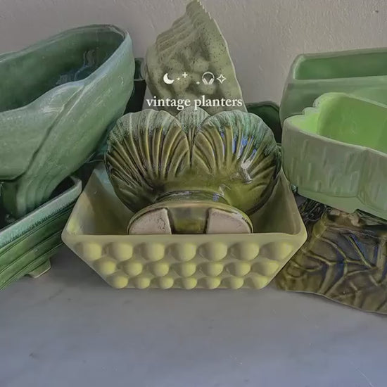 Vintage Green Planters: Mid-Century Modern Succulent Pots