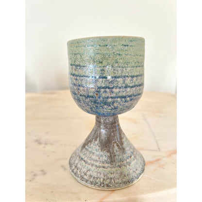 Four Vintage Ceramic Goblets, Chalice Wine Glasses, Mid Century Barware, Housewarming Gift, Wedding Gift, Gift for Him