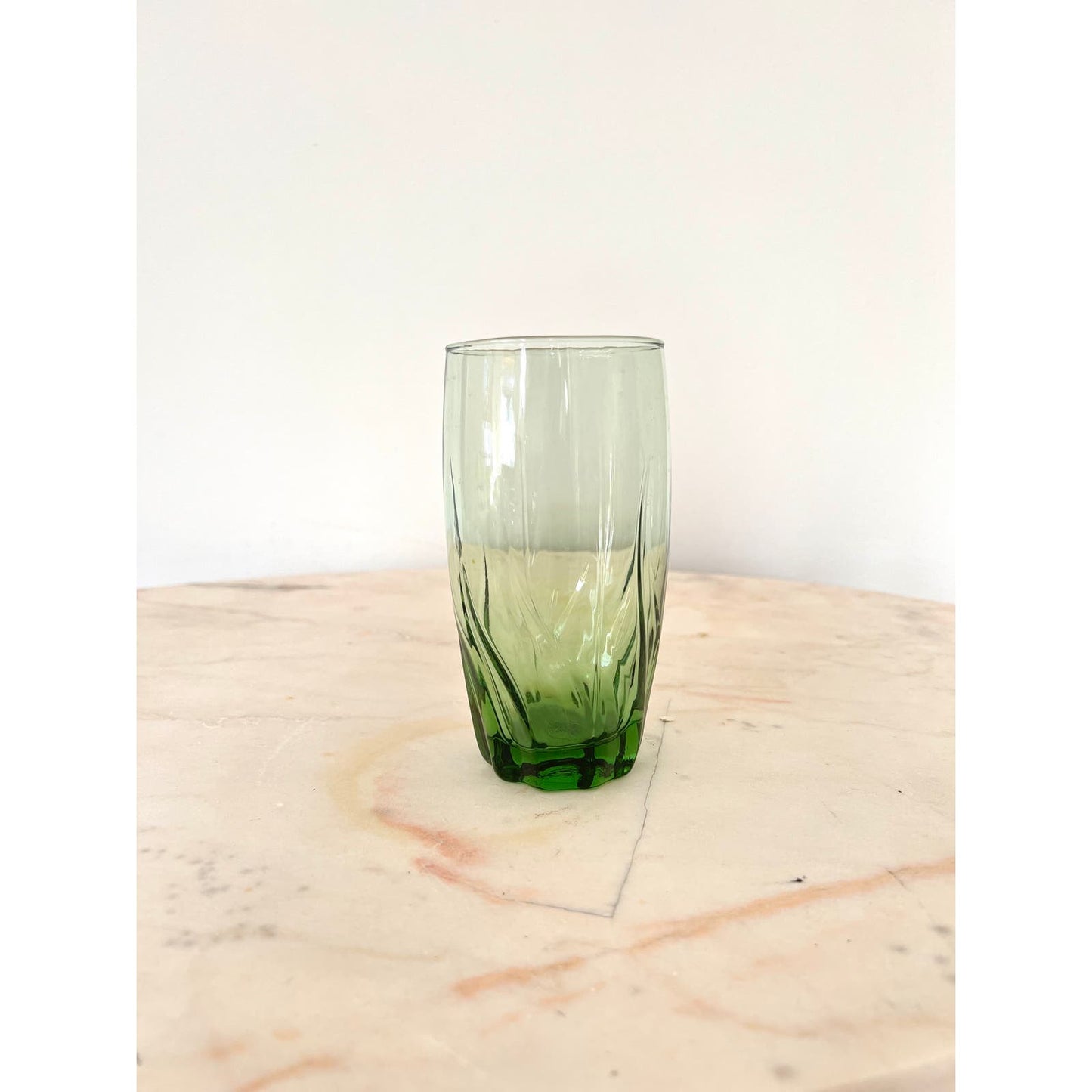 Retro Vintage Anchor Hocking Central Park Ivy Swirl Glasses Set of 12oz Tall Water Glasses in Green